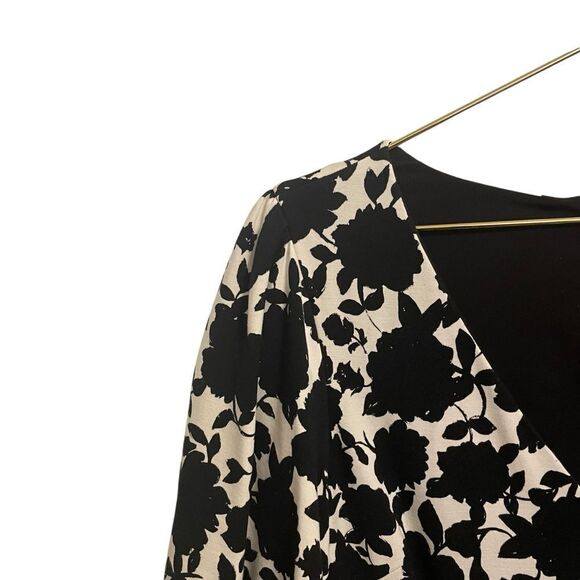 Kate Spade Bicolor Floral Ponte Dress Black White Fit & Flare Size MED - Picture 5 of 9